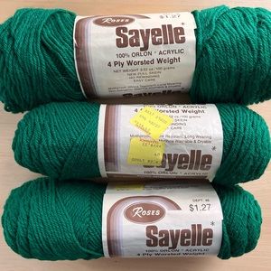 VINTAGE Bundle 3 YARN Skeins GREEN Holiday Pine